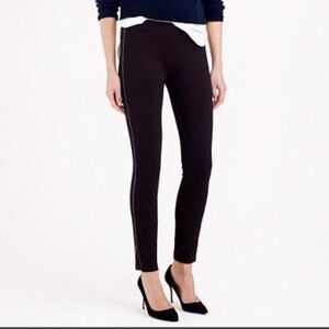 J. Crew black pixie leather tuxedo stripe pants, size 6